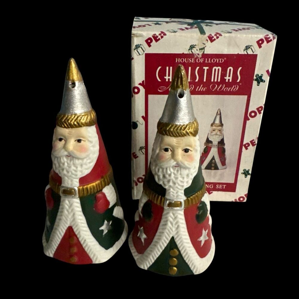 Vtg House of‎ Lloyd Christmas Around the World St. Nick Salt Pepper Set